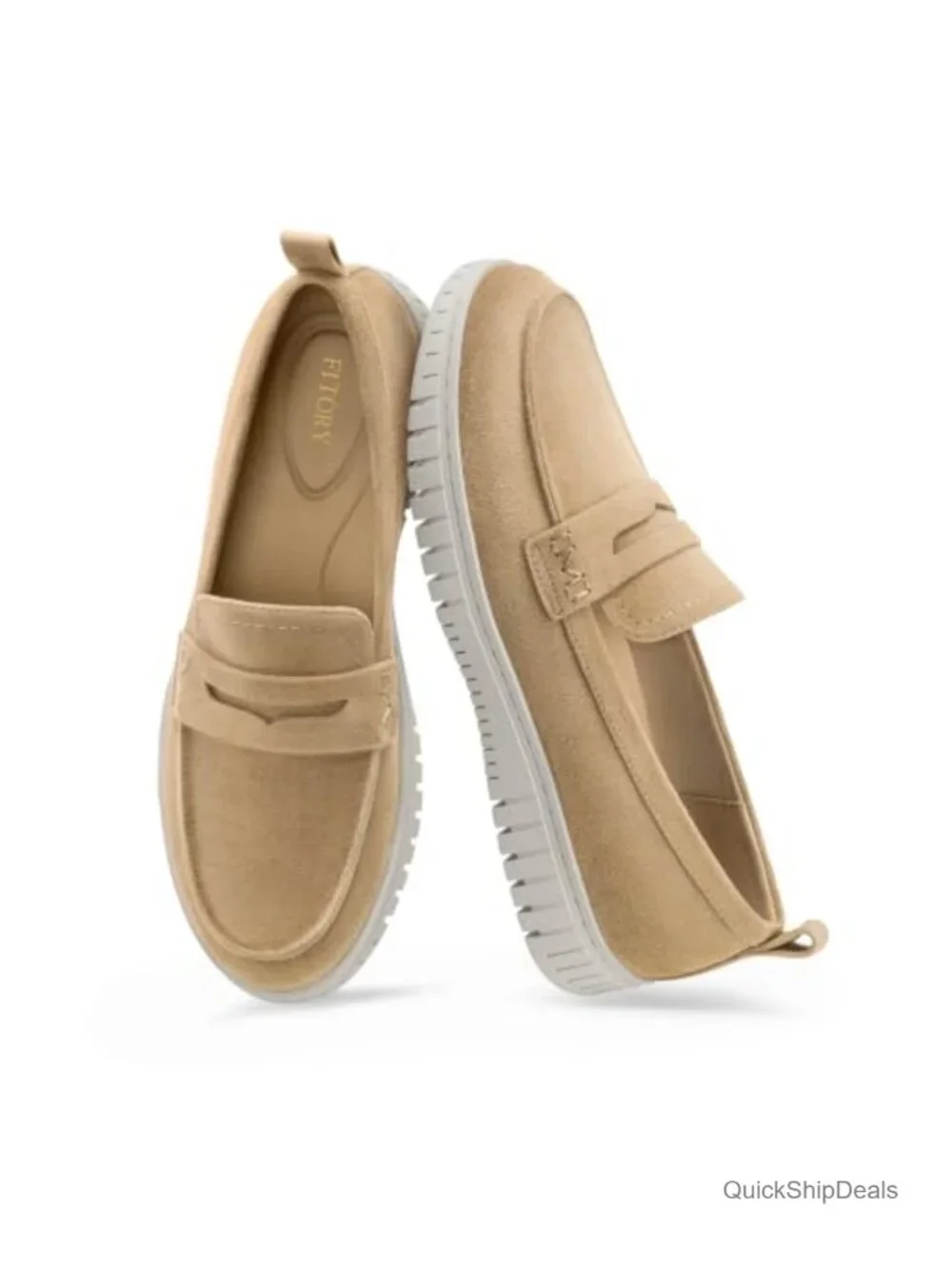 Faux Suede Slip On Loafers Women Platform Flats
